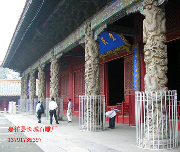 孔府大殿石雕龙柱寺院大殿龙柱雕刻